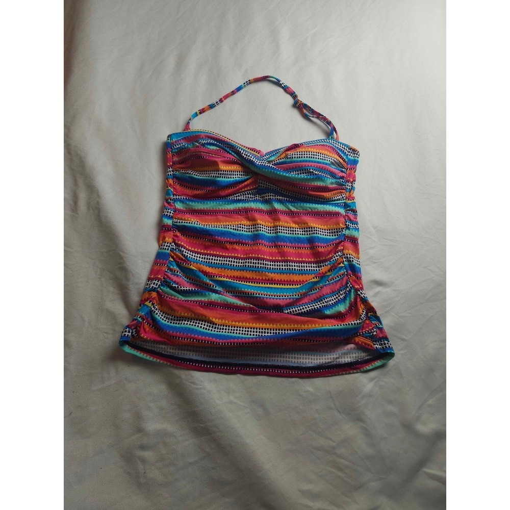 Anne Cole Signature Womens Multi Color Geometric‎ Stripe Tank Top Medium